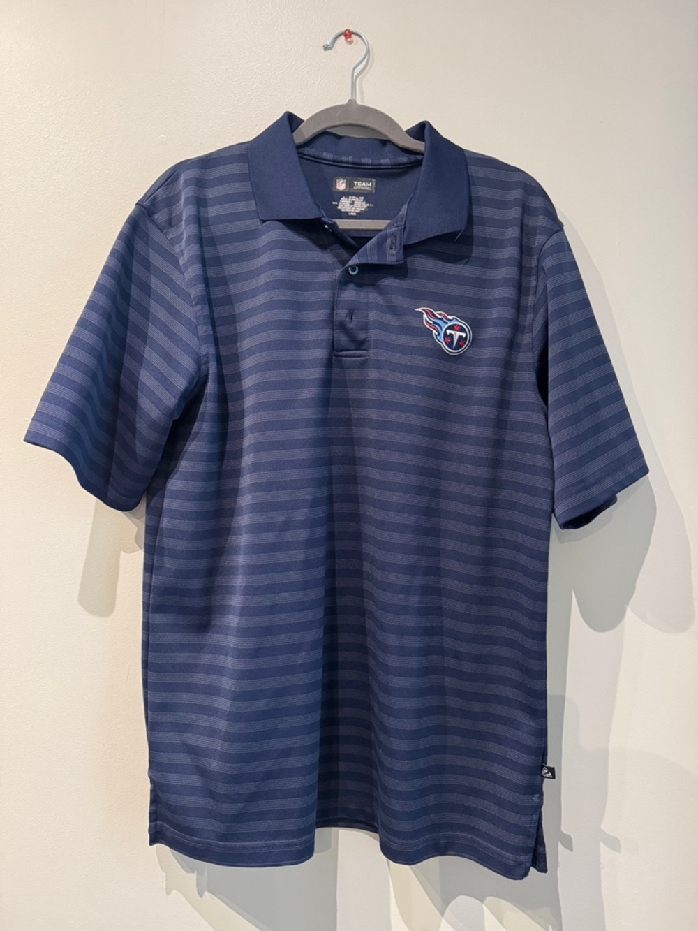 NFL Navy Striped Tennessee Titans Polo Large
